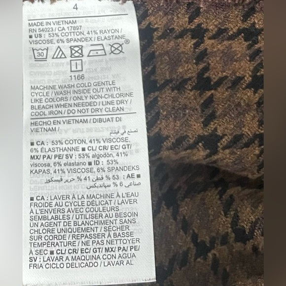 Old Navy High Rise Pixie Skinny Pants Size 4 Brown Houndstooth Plaid - Picture 4 of 6